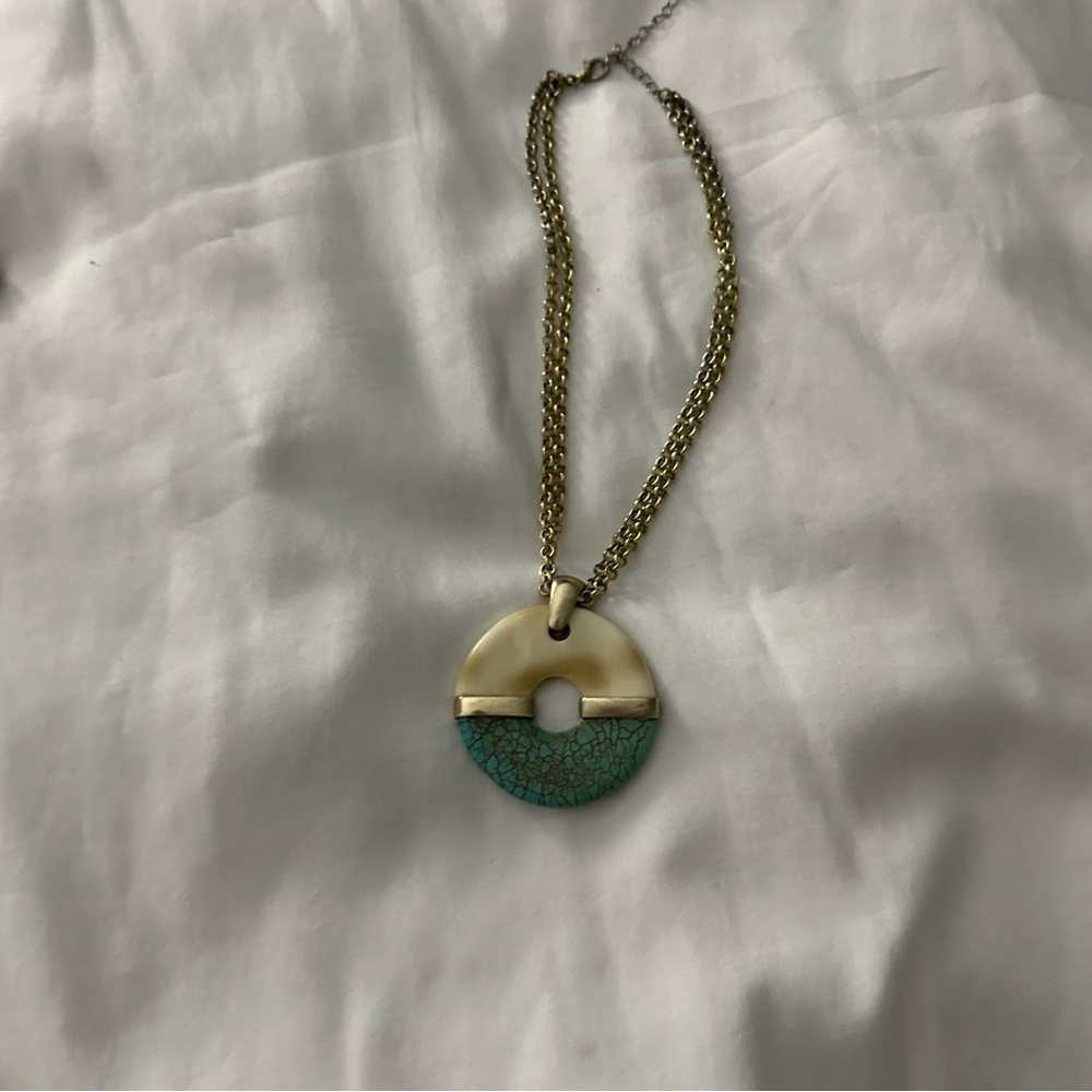 Gold and Turquoise Pendant Necklace